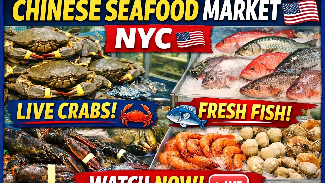 Live from Chinese Seafood Market in NYC 🇺🇸 | Crabs, Fish & More ,USA 2026