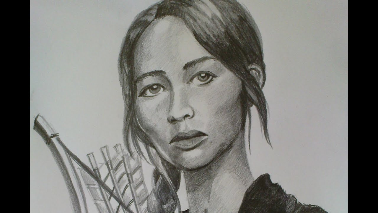 Speed Drawing - actress Beauty Jennifer Lawrence "The Hunger Games".
