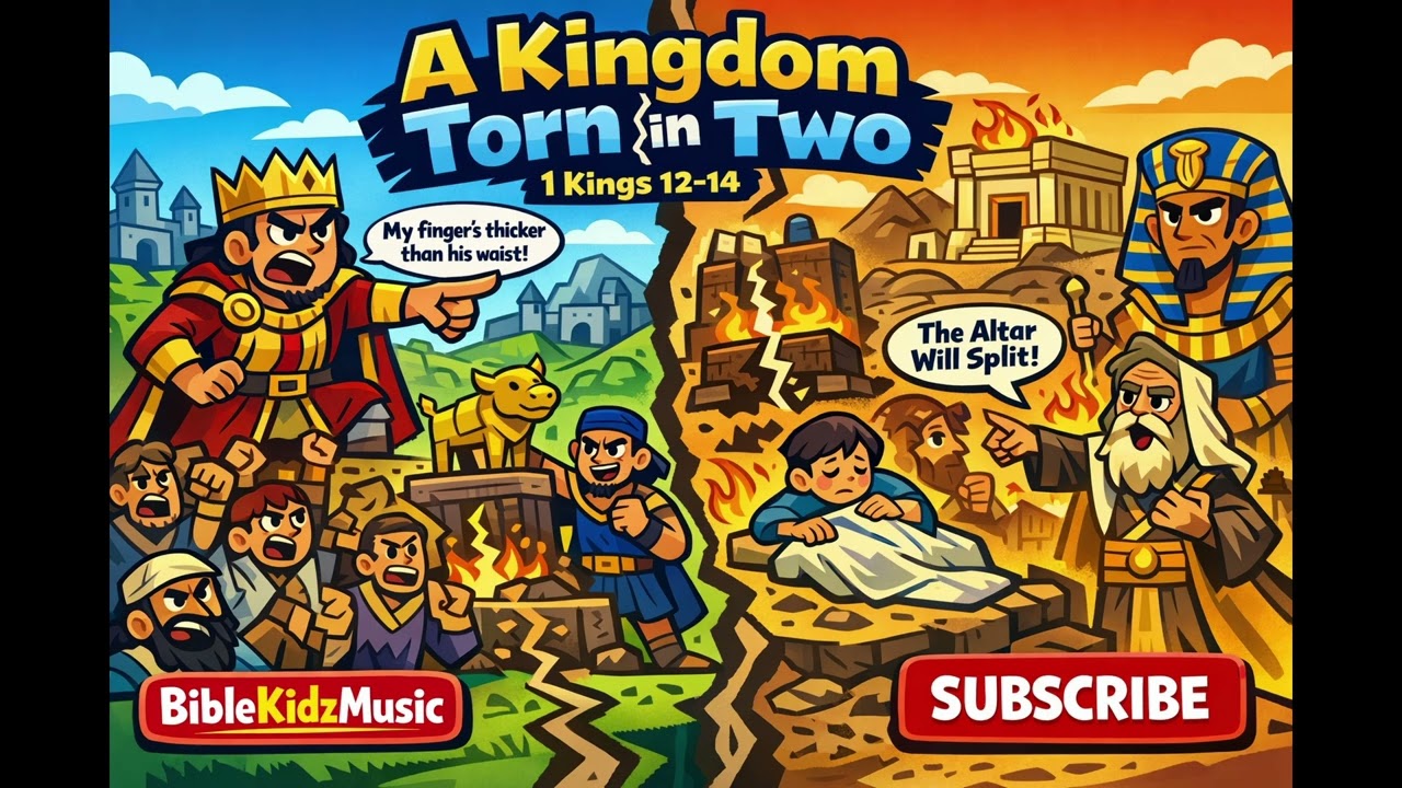 1 Kings - Chapters 12–14  - "A Kingdom Torn in Two" (Bible Kids Song) *Lyrics in Captions*