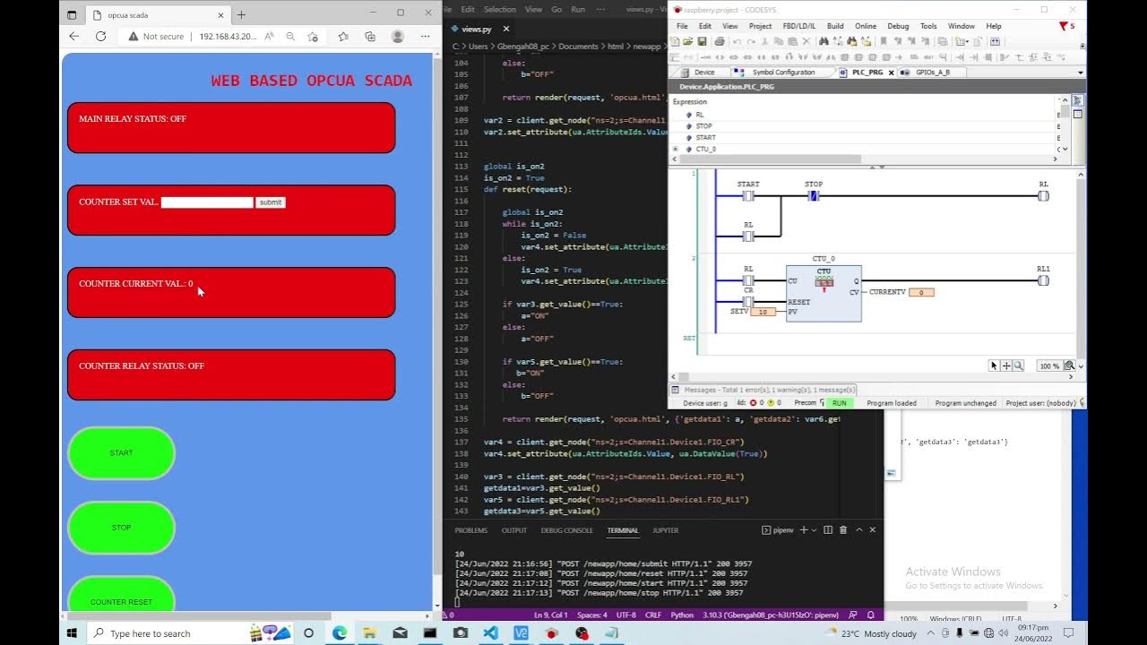Django & Python-opcua webpage HMI/Scada - YouTube