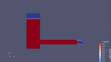 Entrapped air in a horizontal pipe connected to a pressure vessel.