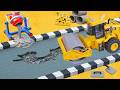 DIY Road Repair Project - Fixing a Broken Mini Road with Concrete and Roller Machine