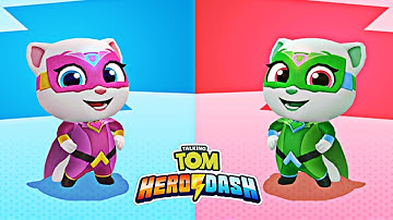 Talking Tom Hero Dash - 2x Super Angela - Gameplay (Android, iOS)