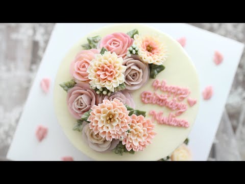 [ENG] Chrysanthemum Flower Cake 국화크레센트 플라워케이크, 완전 예쁜 그라데이션 조색방법!