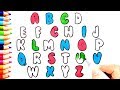 Huruf Alfabet Warna - Warni Belajar menggambar dan mewarnai untuk anak anak
