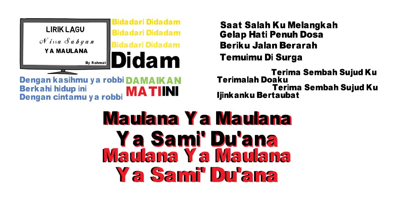 Lirik Nissa Ya Maulana Bidadari Lirik Indonesia Youtube