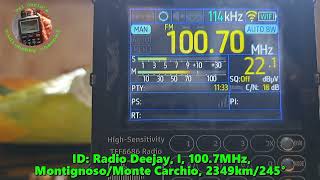 05.07.2026 08:32UTC, [Es], Radio Deejay, I, Montignoso, 100.7MHz, 2349km