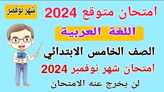 امتحان متوقع لغة عربية الصف الخامس الابتدائي امتحان شهر نوفمبر الترم الاول 2024