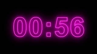 1 Minute Neon Countdown Timer ⏳✨ | Relaxing Glow Timer with Music 🔥 | Focus, Study & Workout Timer 💡