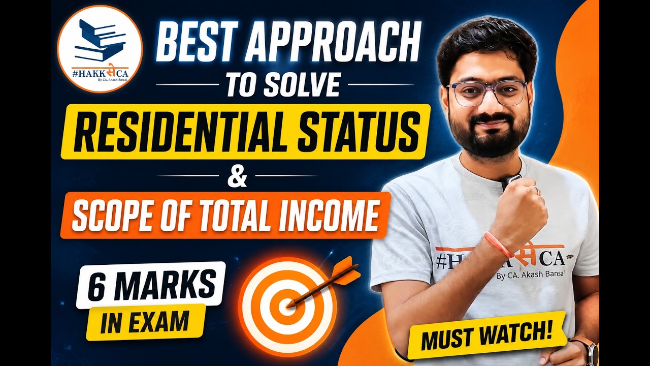 Residential Status in Easy Steps | Scope of Total Income | Score Full 6 Marks | CA Inter DT