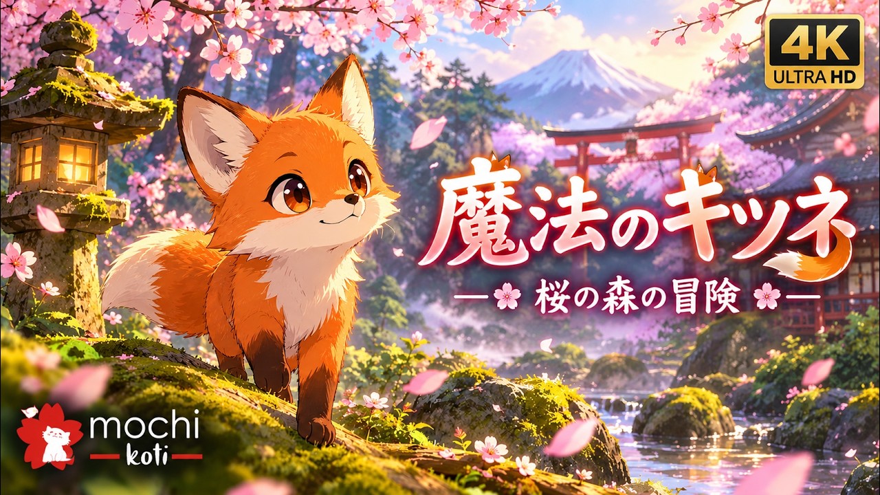 魔法のキツネ：桜の森の冒険 🌸🦊 (4Kアニメーション)