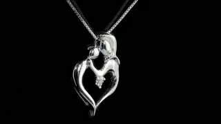 Heart Shaped Mother's Love Necklace with Diamond in Sterling Silver | MyJewelryBox