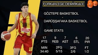 •Furkan Ege Demirkale | Game Stats | Göztepe Basketbol - Darüşşafaka | U16 TBF