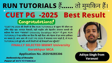 CUET PG 2025 Success Story | Preparation Tips & Study Plan | RUN TUTORIALS | Varanasi
