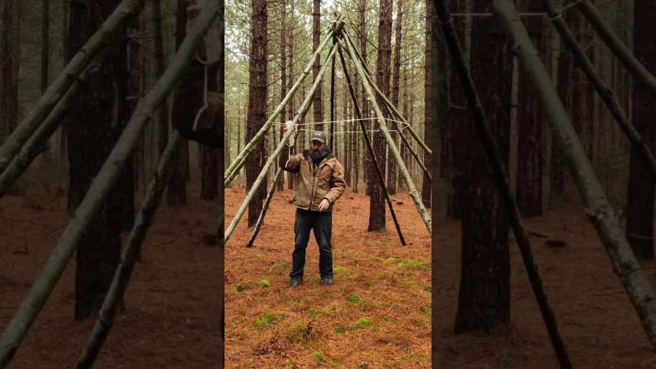 Warm Cozy Teepee Shelter Build