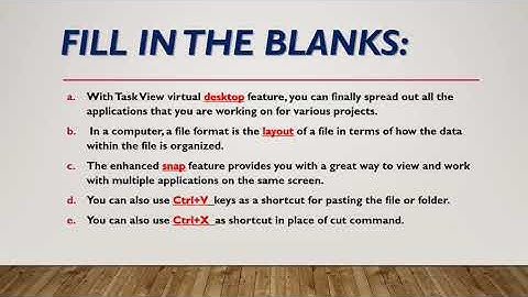 CLASS 6 COMPUTER CHAPTER 2 FILL UPS AND TRUE FALSE