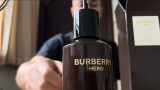 BURBERRY HERO PARFUM 200ML REFILL BOTTLE CLOSE UP SHOWING MARTIN FRAGRANCES