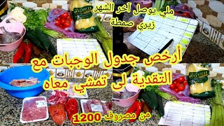 📢 جدول الاكل أسبوعي ديال الناس دراوش مع التقدية ديالو💪 لاصحاب مصروف 1200درهم