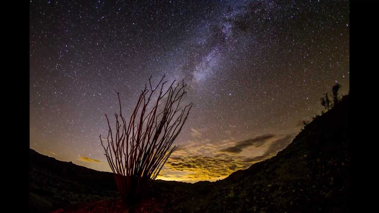 Time lapse with Milky Way, Venus, ocotillo, and clouds. Anza-Borrego Desert - YouTube