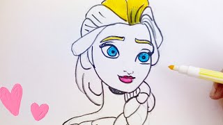 Elsa Frozen Princess Easy drawing and coloring for kids How to draw color for kids #easydrawing