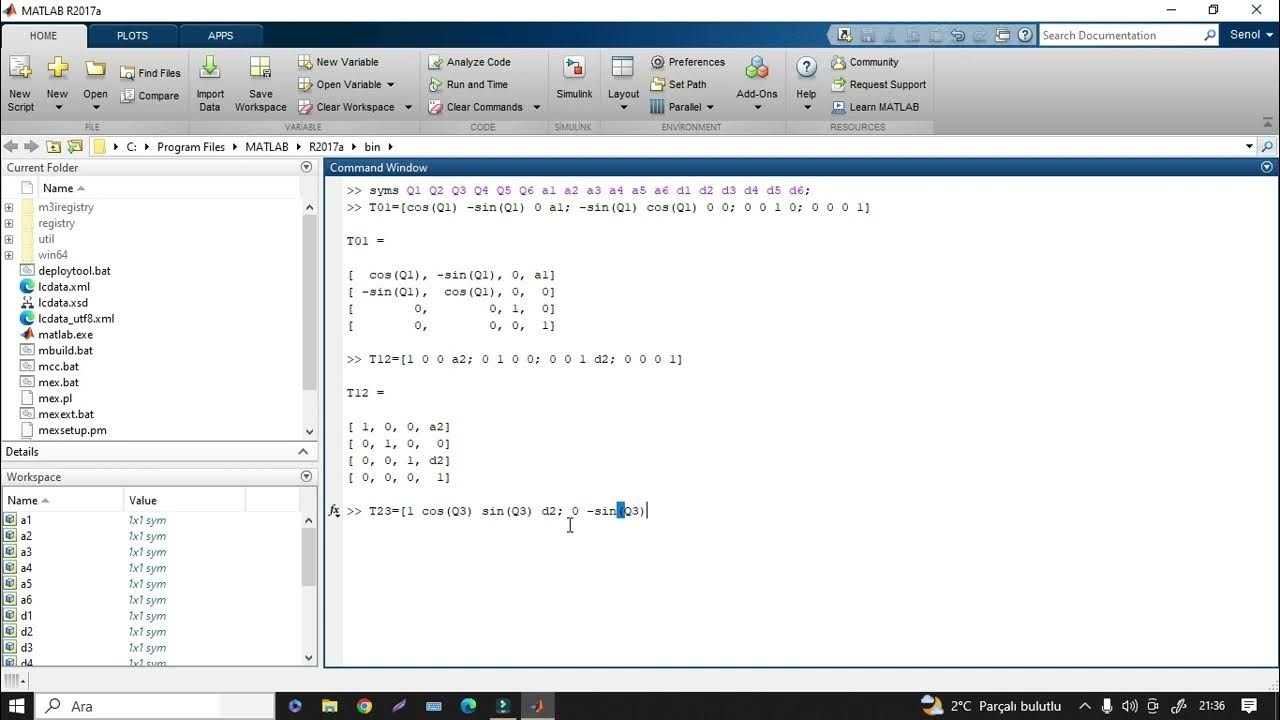 MATLAB'DA MATRİS ÇARPIMI VE SADELEŞTİRMESİ - YouTube