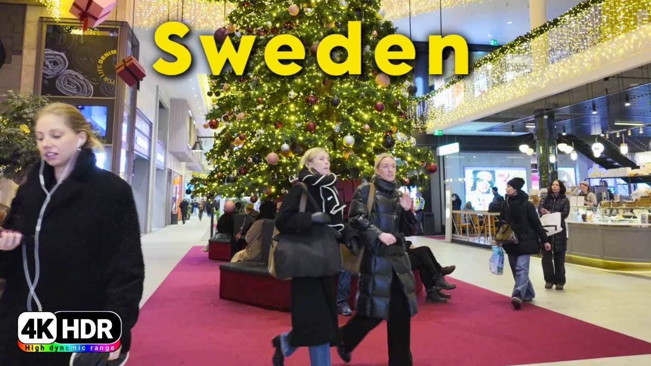 Stockholm Christmas Lights at Night | Cozy 4K HDR Walk