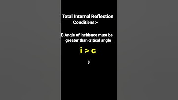 Conditions for Total Internal Reflection/ Total Internal Reflection/Class 10 & 12/ Physics