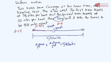 Algebra 1 Uniform Motion Two Trains Opposite Directions