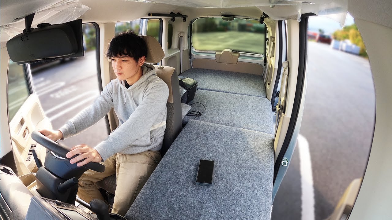 軽自動車(N-BOX JF3)の車中泊改造！全面ベッド化！次は目隠し？