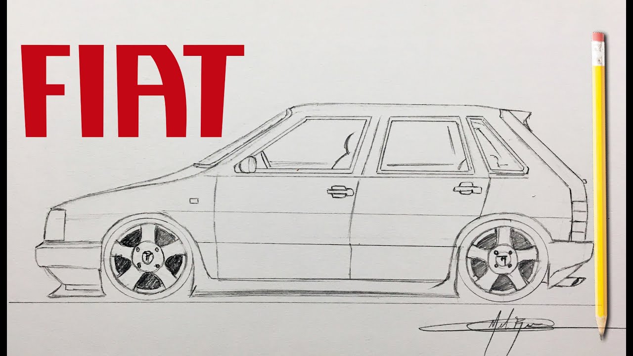 DIBUJO un FIAT UNO AL PISO - como dibujar Fiat uno al piso y tuneado -  thptnganamst.edu.vn