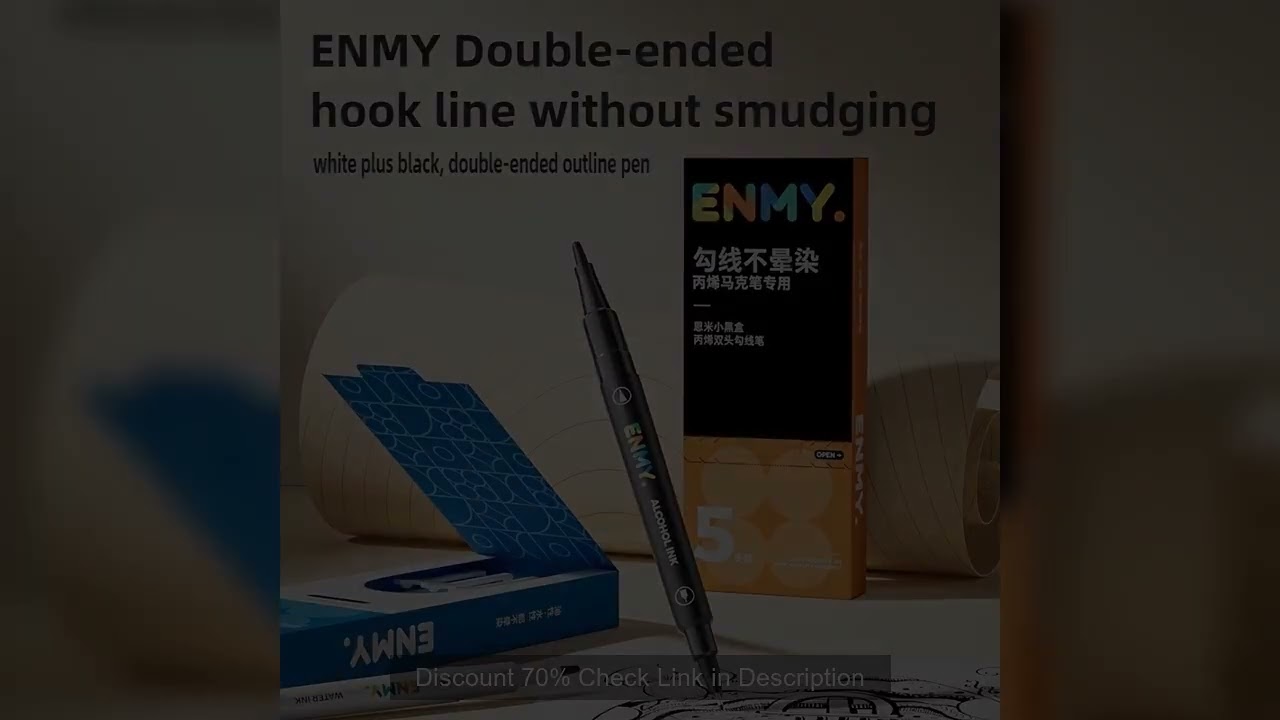 ENMY Black White Double Tip Watercolor Acrylic Marker Set Pen No Smudge Non Toxic Stationery Art Sch