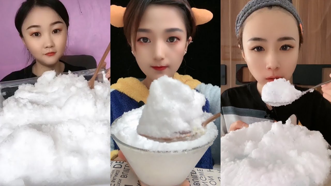 얼음ASMR 얼음먹방 SOFT FLUFFY ICE EATING ASMR 🤍❄️ CRISPY CRUNCHY SOUND SATISFYING MUKBANG REAL SNOW EATING