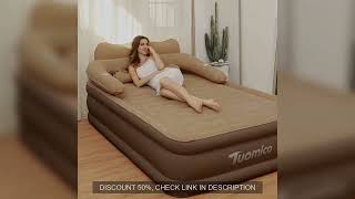 Camping Air bed 2 Persons Inflatable Mattress Camping Folding Home Indoor Outdoor with Backrest Air