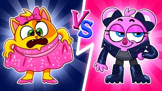 Pink Vs Black Challenge +More Funny Cartoons For Kids Kids Songs And Nursery Rhymes