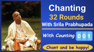 Srila Prabhupada Chanting Japa 32 rounds | Prabhupada Japa video with counting