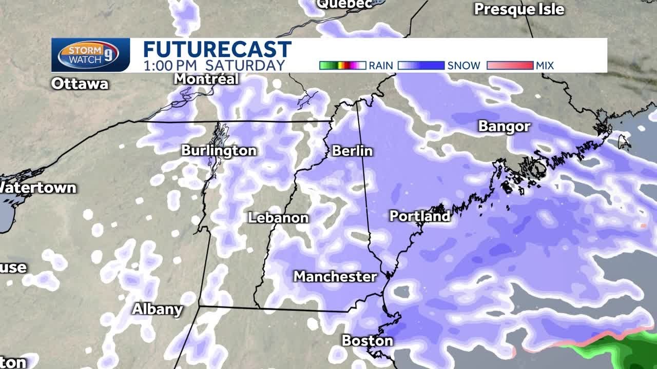 New Hampshire hourly snow timeline: Track light snow for Saturday - YouTube