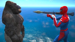 GTA 5 Crazy Ragdolls Red Spiderman VS Gorilla (Euphoria Physics, Funny Moments & Fails)
