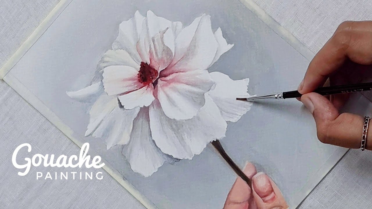 🌸 Easy Gouache Flower painting | Flower painting tutorial | STEP - BY - STEP TUTORIAL 🌸