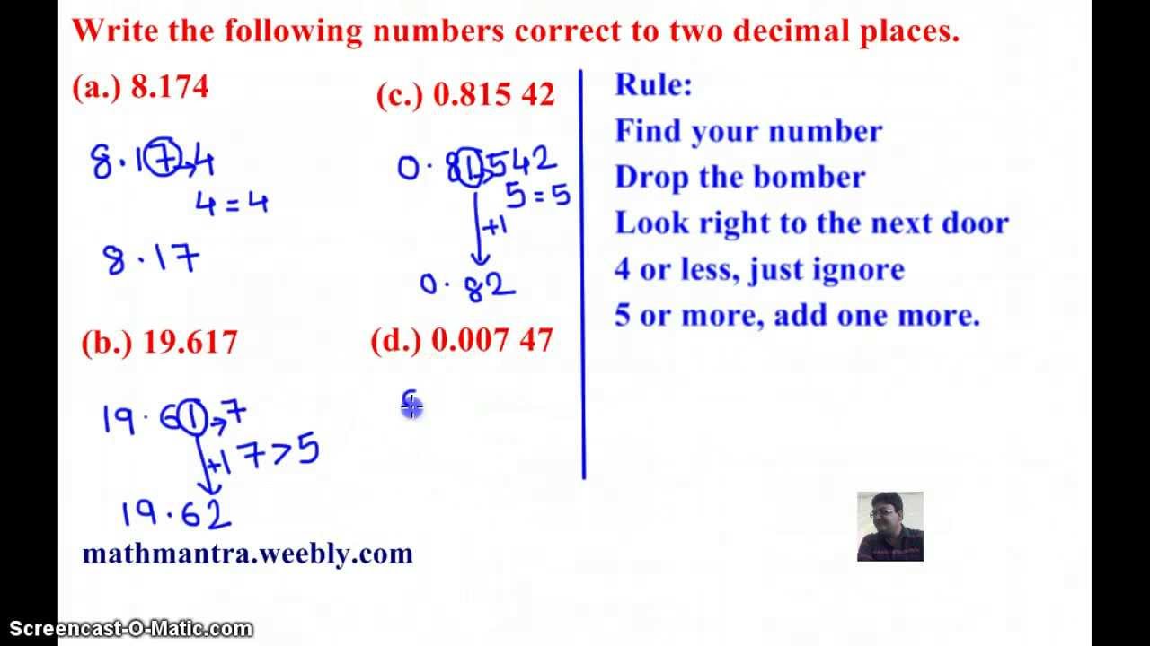 Rounding Decimals to the nearest whole number, one decimal place, two  decimals