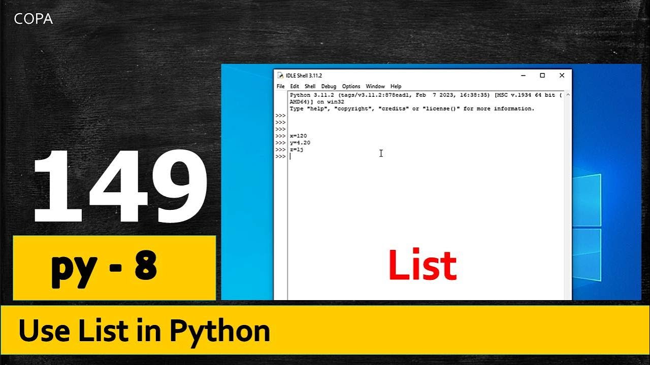 #P149 - py : 8 - Use List in Python - YouTube