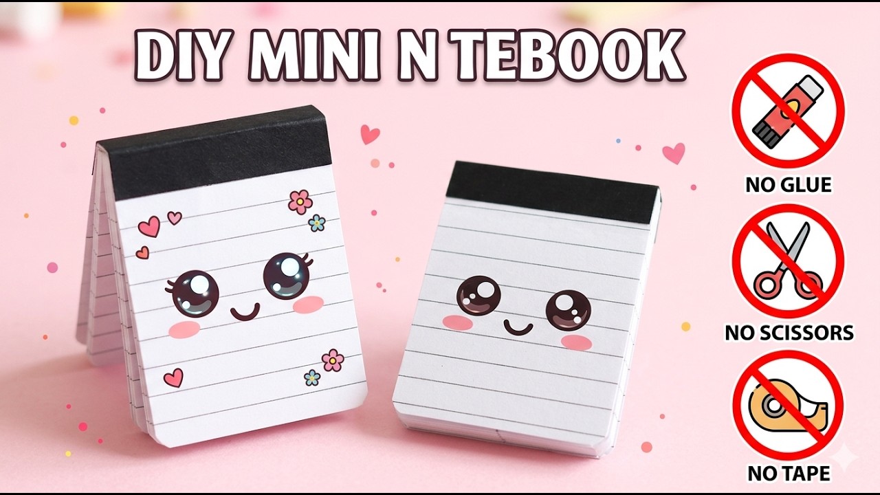How to Make Mini Notebook Without Glue/Cute DIY Notebook Tutorial/No ...