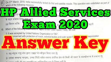 HP ALLIED SERVICES SOLVED QUESTION PAPER 2020 | HP ALLIED SERVICES 2020 ANSWER KEY | HPPSC ALLIED