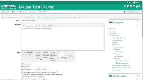 Rubric grading on Moodle