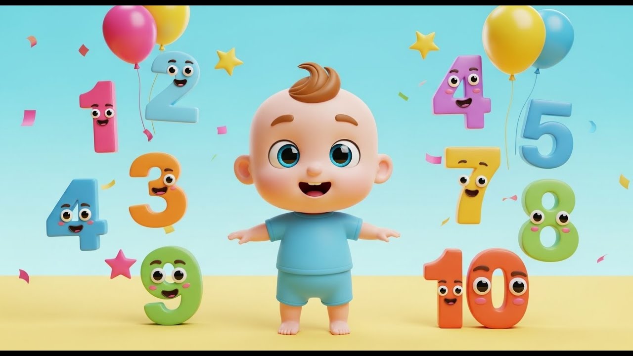 “Numbers Fun 1 to 10 🎉 | Learn Counting with Cute Baby Cartoon” - YouTube
