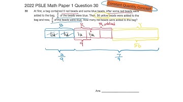 2022 PSLE Math Paper 1 Question 30 Fractions Model: Constant Quantity Concept