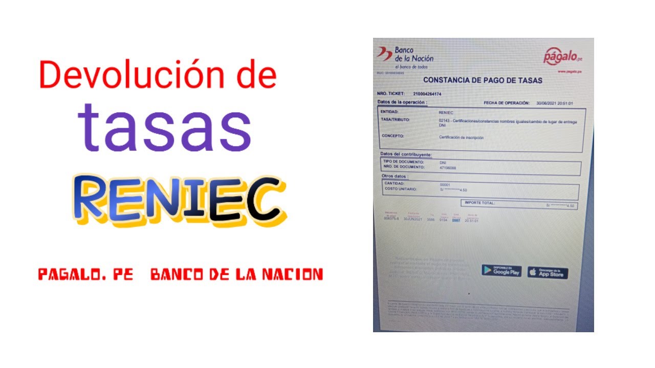 COMO SOLICITAR LA DEVOLUCION DE TASAS RENIEC 2021/ PASO A PASO - YouTube