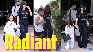 Kim Kardashian appeared radiant as she brought Chicago to support her brother Saint in LA