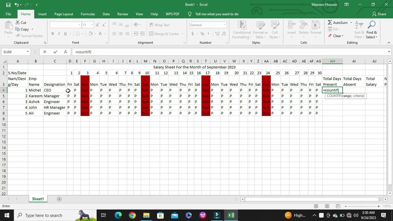 Easy Salary Sheet Format for organizations 