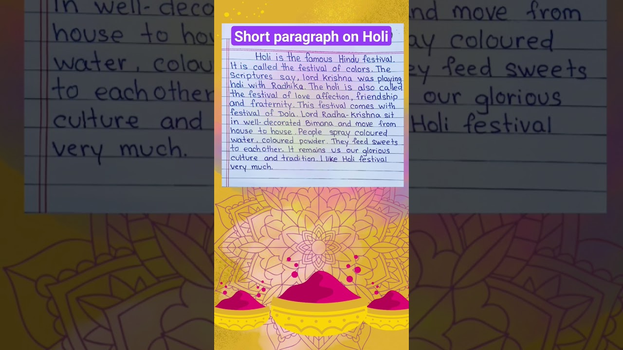 Short paragraph on Holi in English | Short essay on holi 