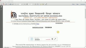 NIOS DLED BRIDGE COURSE (PDPET PROGRAM) RESULT WILL BE PUBLISHED ON 05-04-2019